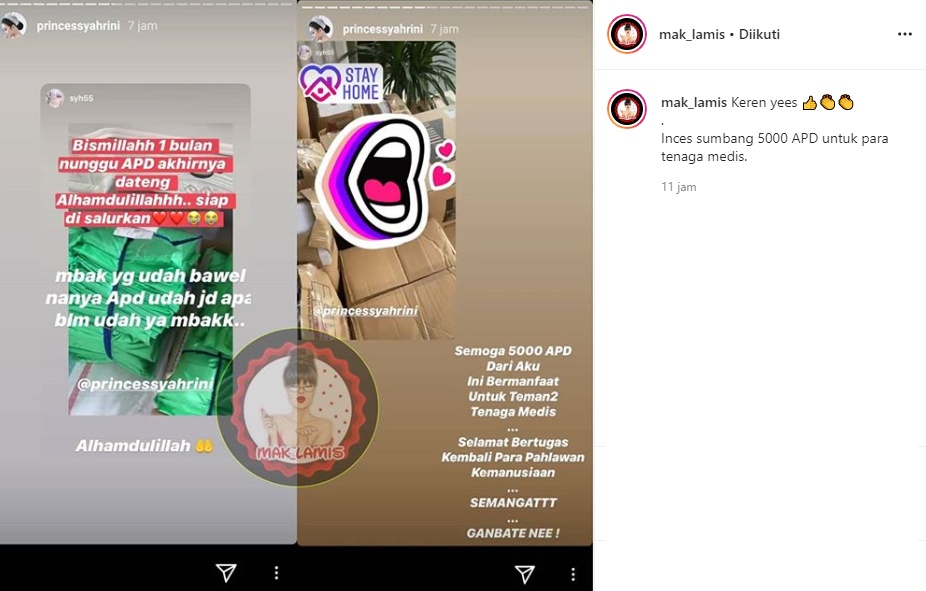 Bantu Tenaga Medis, Syahrini Sumbang 5000 APD Kok Masih Kena Nyinyir?