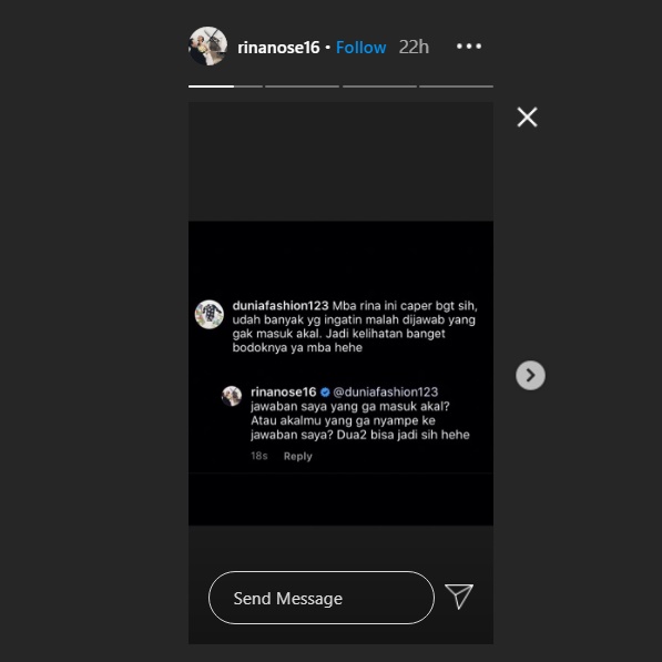 rina nose memberikan jawaban santai namun menohok untuk warganet yang menyebutnya bodoh
