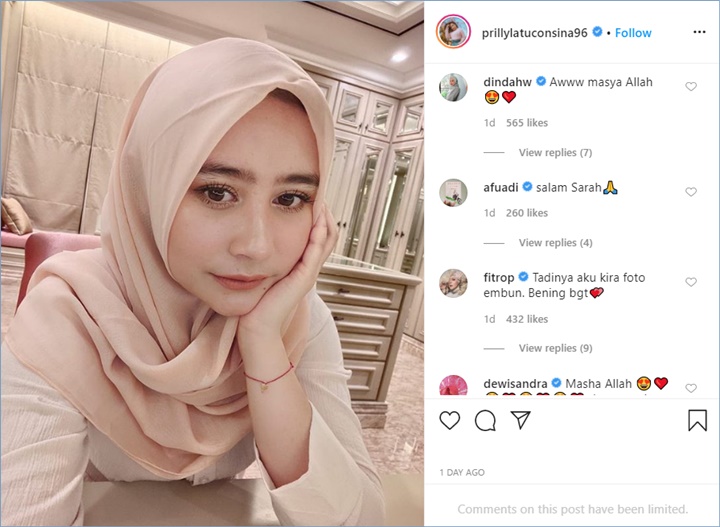 prilly latuconsina mendapatkan pujian para selebriti