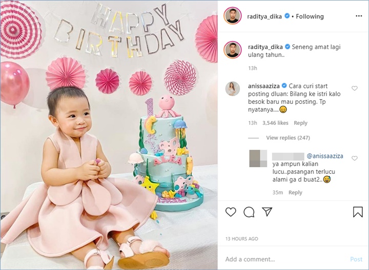 komentar anissa aziza di potret menggemaskan sang putri yang diunggah oleh raditya dika