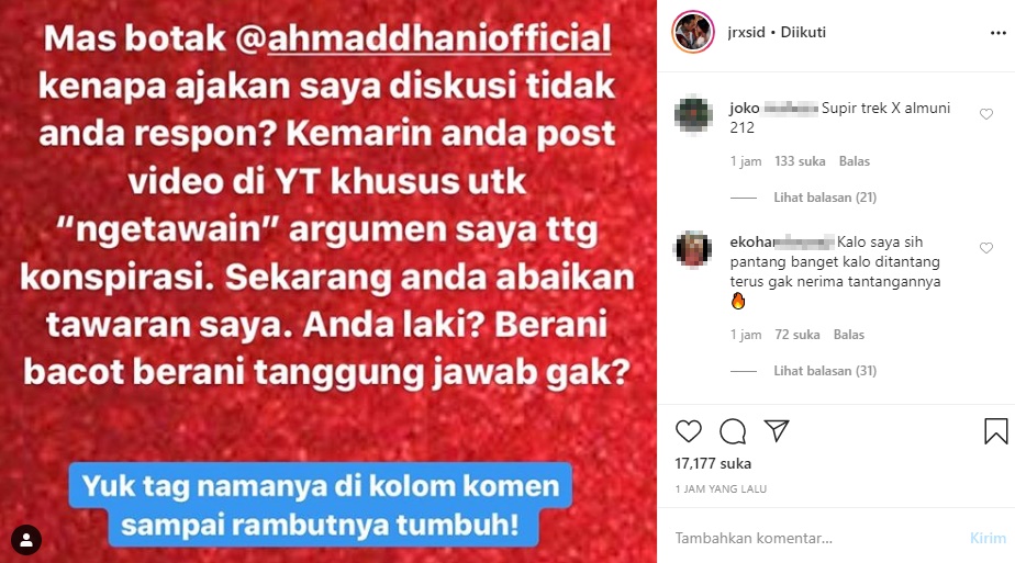 Jerinx SID ‘Ngegas’ Seraya Tantang Ahmad Dhani Berdebat, Kenapa?