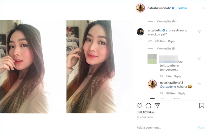 anrez memberikan komentar di unggahan terbaru natasha wilona