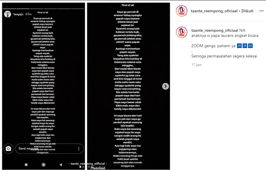 Anak Kandung Laurens Berpihak ke Syahrini, Sebut Sang Ayah Terobsesi dengan Istri Reino Barack