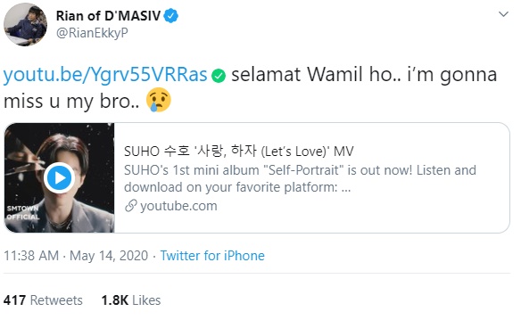 Bucin EXO, Begini Cara Rian D’Masiv Ikut Lepas Suho Jalani Wajib Militer