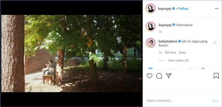 beby tsabina mengomentari unggahan bio one di instagram