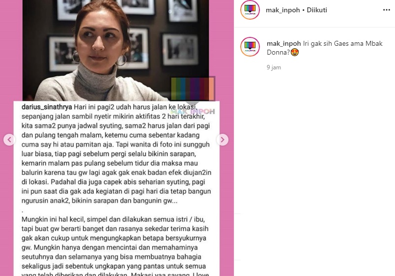 Keromantisan Darius Sinathrya ke Donna Agnesia Mendadak Disorot Bikin Kaum Jomblo Baper