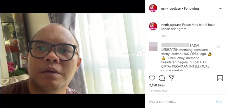 badai eks kerispatih menyebutkan jika indira kalistha telah melakukan distorsi lagu karyanya