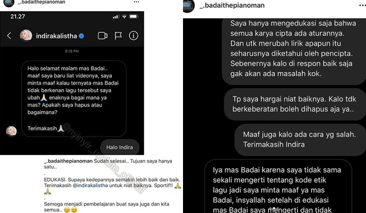 Isi Pesan Permintaan Maaf Indira Kalistha Diunggah Badai Eks Kerispatih, Netter Justru Kasihan