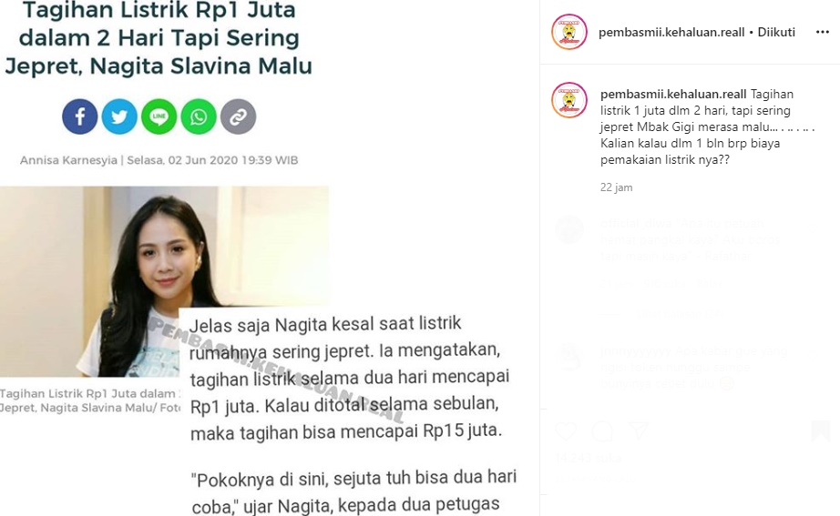 Sultan Abis, Nagita Slavina Habiskan Belasan Juta untuk Listrik Per Bulan Panen Reaksi Jenaka
