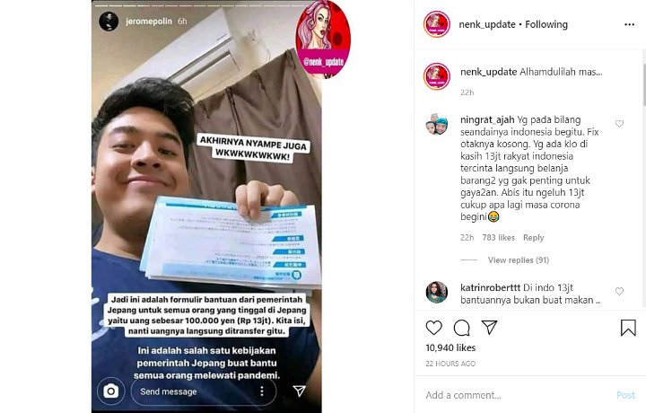 Jerome Polin Dapat Bantuan Corona dari Pemerintah Jepang Sebesar Rp 13 Juta, Netter: Bikin Iri Aja!
