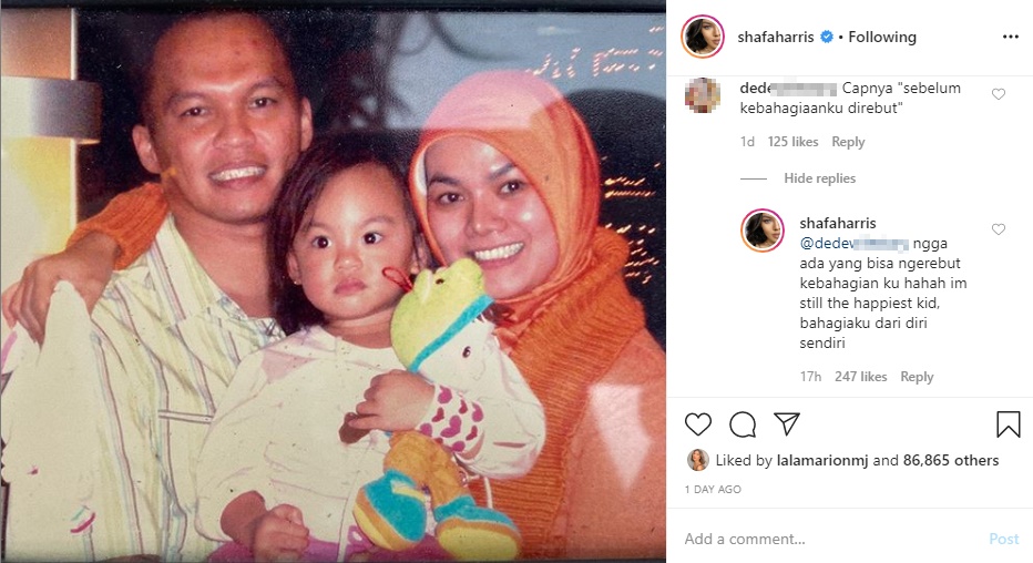 Posting Foto Dirangkul Faisal Harris dan Sarita, Shafa Harris Bicara Soal Kebahagiaanya Kini