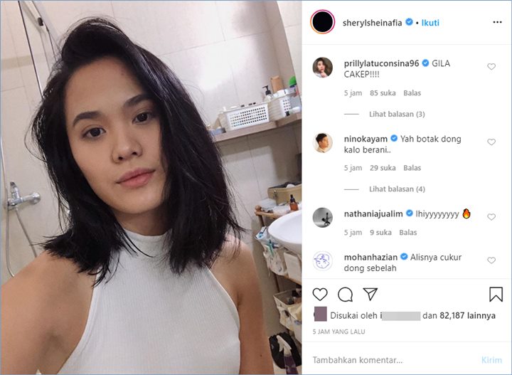 sheryl sheinafia memutuskan memotong rambut panjangnya
