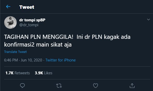 tompi keluhkan lonjakan tagihan listrik