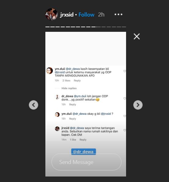 jerinx menerima tantangan untuk bertemu dengan pasien terjangkit virus corona tanpa menggunakan apd
