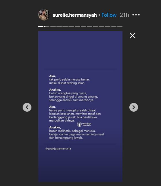 aurel hermansyah membagikan sebuah puisi tentang persaan seorang anak