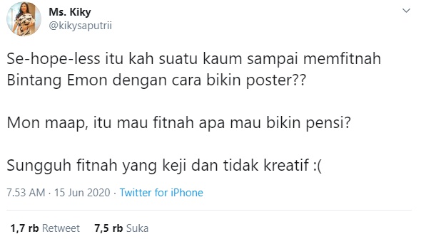 Bela Bintang Emon, Simak Dukungan Kiky Saputri yang Kocak Tapi Tetap Menohok