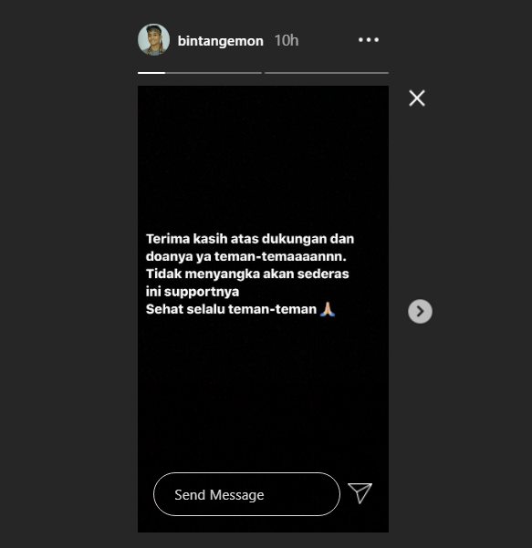 bintang emon mengucapkan terima kasih tulus atas dukungan yang diberikan kepada masyarakat terhadapnya