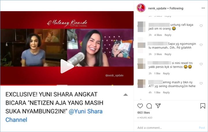 yuni shara merasa kerap dihubung-hubungkan dengan raffi ahmad justru menuai komentar miring publik