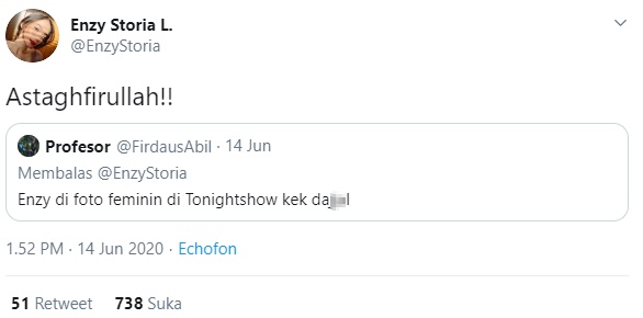 Enzy Storia Langsung Istighfar Usai Penampilannya di ‘Tonight Show’ Dikomentari Begini