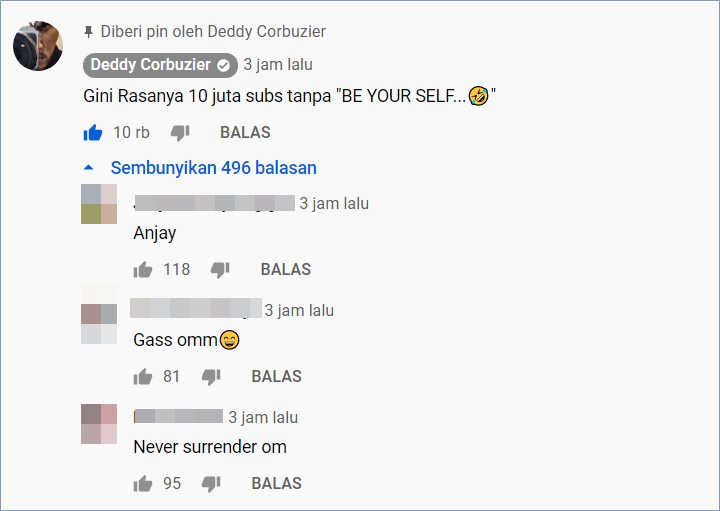 deddy corbuzier memberikan sindiran kepada penggemar youtube artis lain