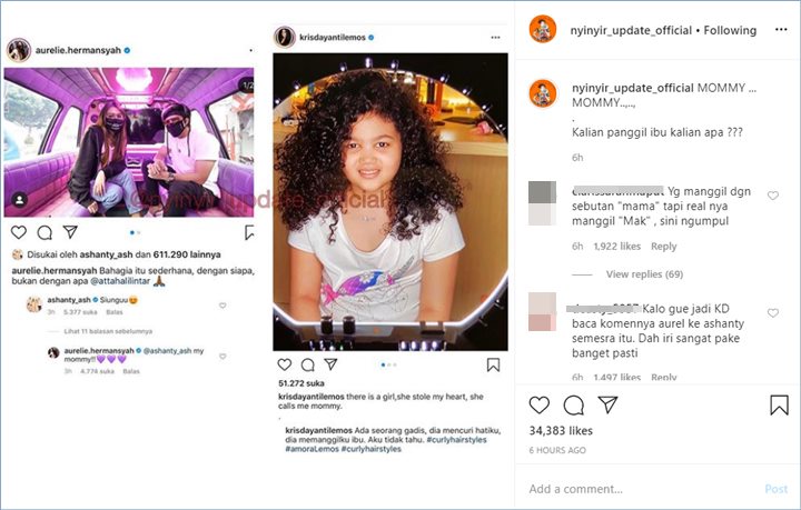 aurel hermansyah memanggil ashanty mommy tak lama usai krisdayanti curhat mengenai putrinya dari pernikahan dengan raul lemos