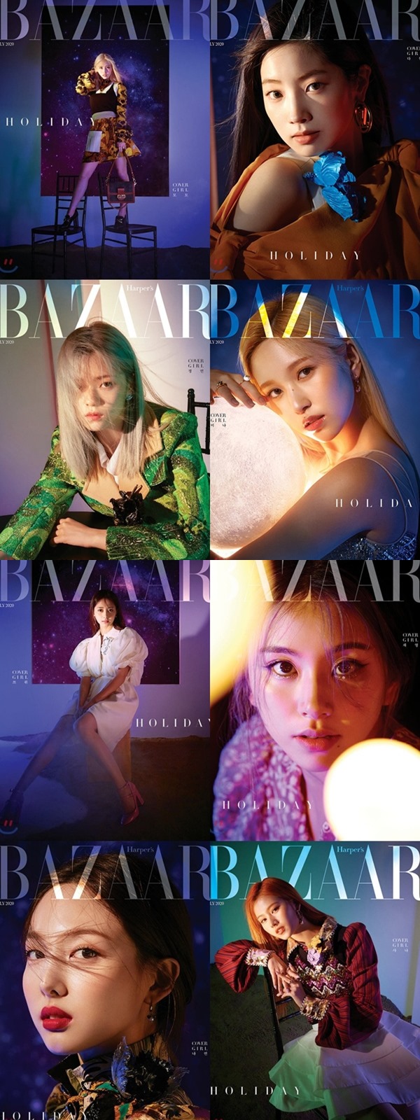Kolaborasi Bareng Harper\'s Bazaar, Twice Adu Visual dengan Tema Pemotretan \'Beautiful Galaxy\'