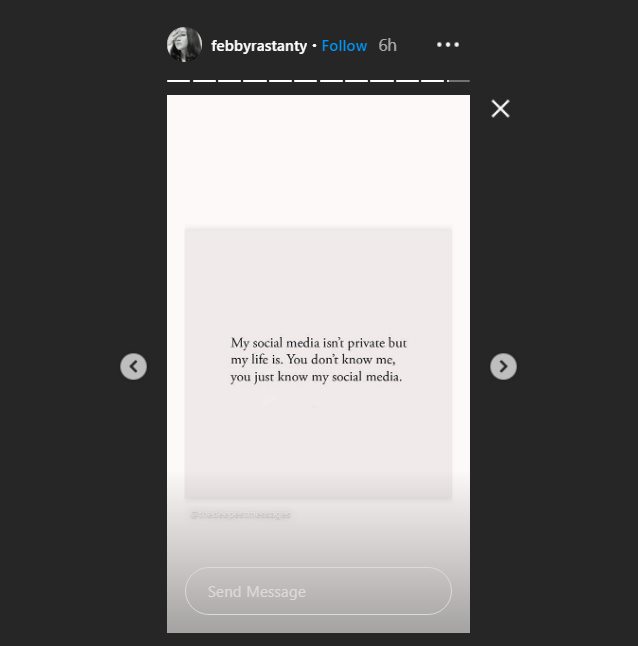 febby rastanty membagikan sebuah pesan mengenai karakter seseorang yang terlihat dari media sosial