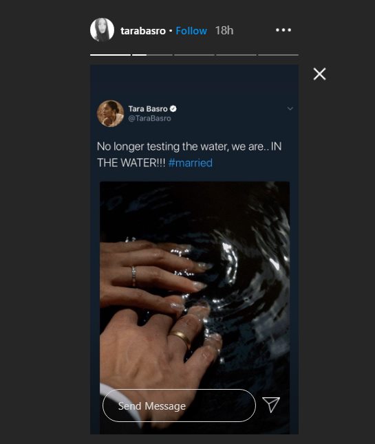 tara basro membenarkan kabar menikah dengan mengunggah tulisan #married