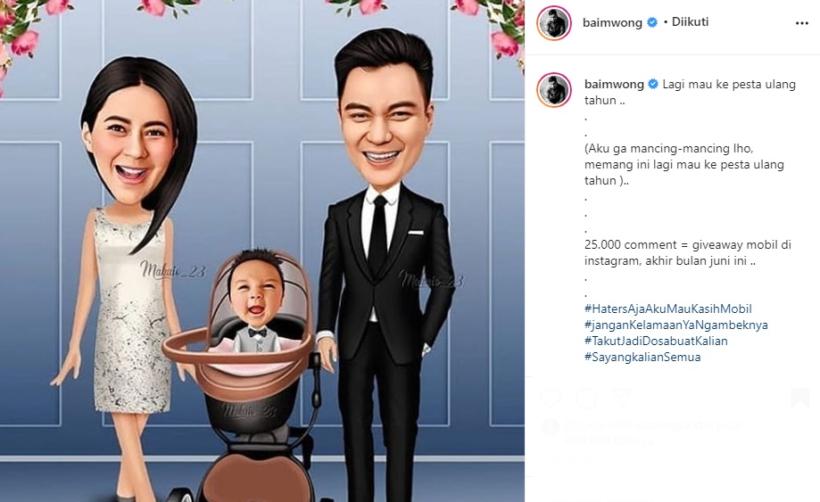 Diserang Komentar Pedas, Baim Wong Bikin Give Away Mobil di IG Redakan Nyinyiran Netter?