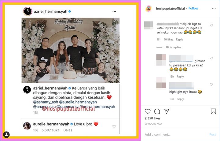 azriel hermansyah disebut memberikan sindiran tak langsung kepada krisdayanti