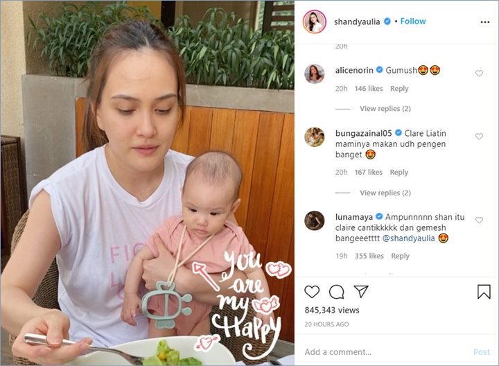 luna maya dan selebriti lain memberikan komentar di unggahan shandy aulia yang mengerjai sang putri