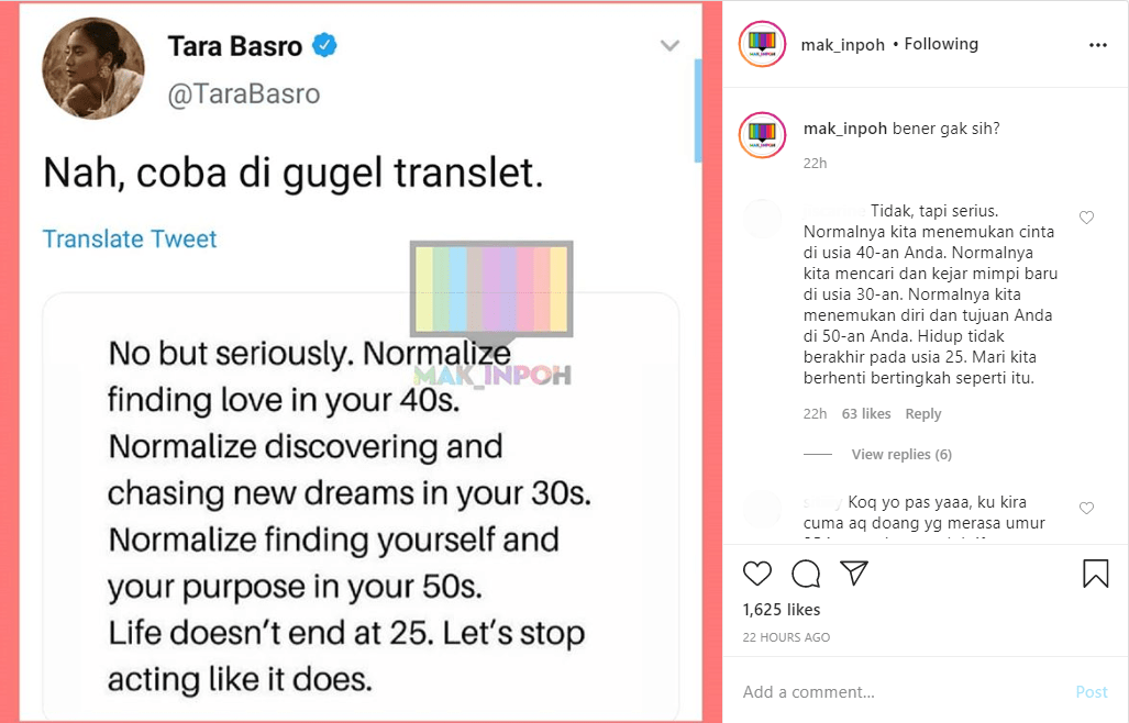 Tara Basro Tulis Kutipan Bijak Soal Pencapaian Orang di Usia Tertentu Malah Picu Perdebatan