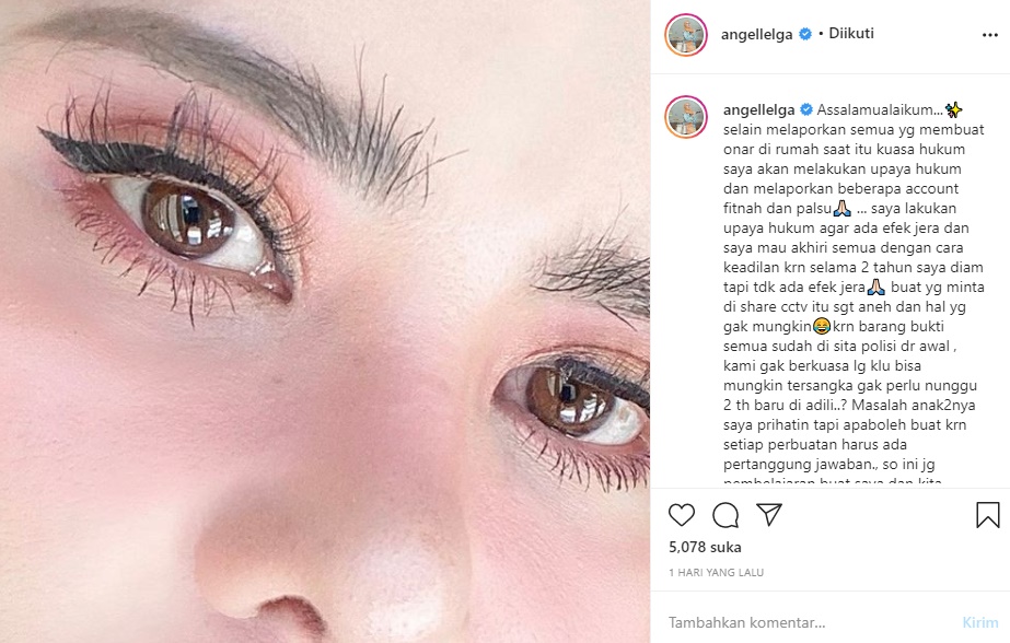 Usai Jebloskan Vicky Prasetyo ke Penjara, Angel Lelga Sebut Bakal Seret Akun Fitnah ke Jalur Hukum