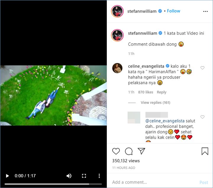 celine evangelista memberikan dukungan kepada sinetron stefan william dan natasha wilona