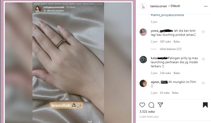 Prilly Latuconsina Tulis Caption Bismillah Sambil Pamer Cincin di Jari Manis, Netter: Jualan Kali