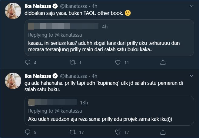 ika natassa mengungkapkan jika prilly latuconsina akan menjadi salah satu aktris yang memerankan karakter di novelnya