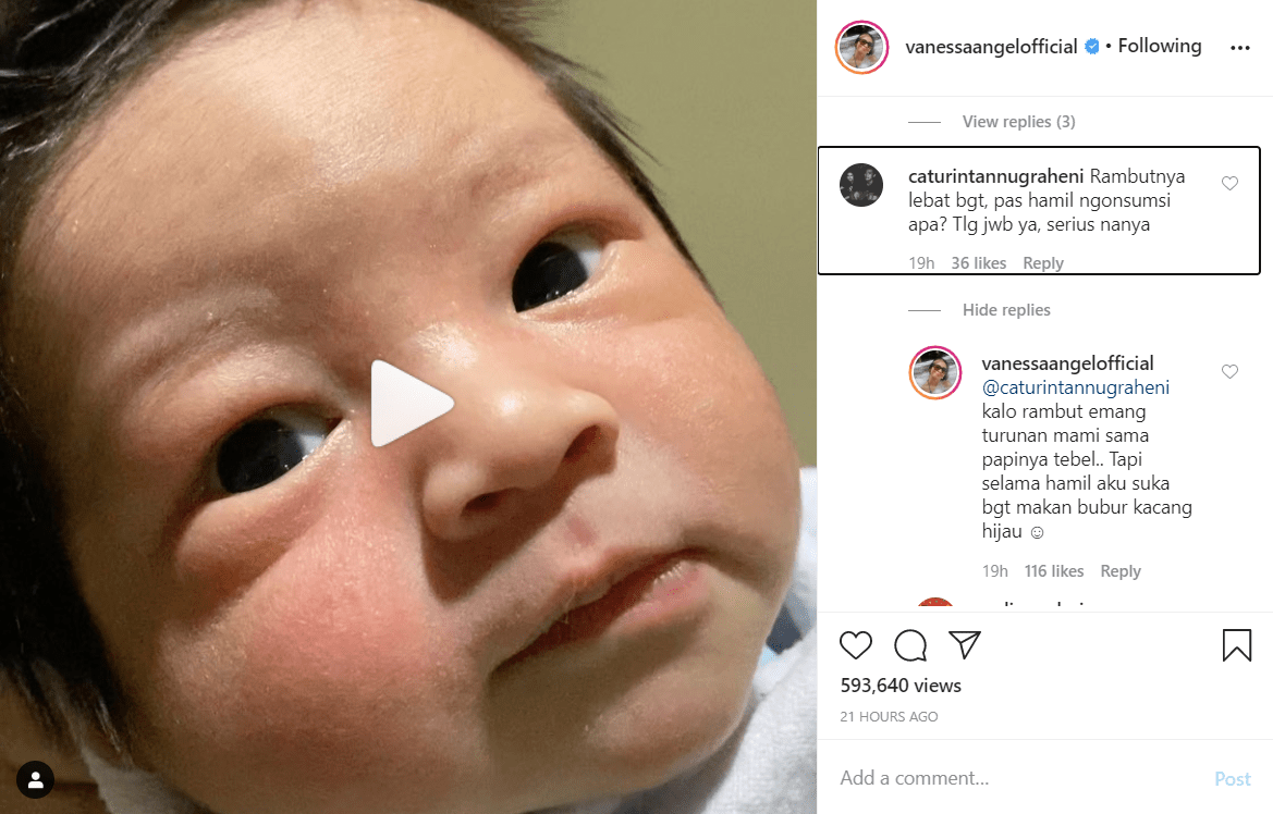 Sang Putra Punya Rambut Lebat, Vanessa Angel Rupanya Sering Konsumsi Makanan Ini Saat Hamil