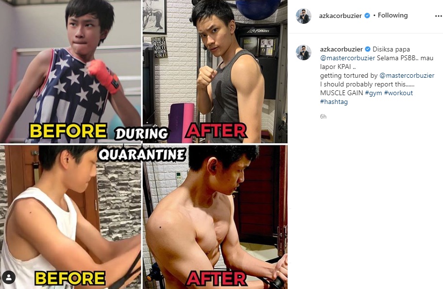 Azka Pamer Otot Kekar Hingga Dada Bidang Seraya Tulis Caption Menggelitik, Deddy Corbuzier: Heh!