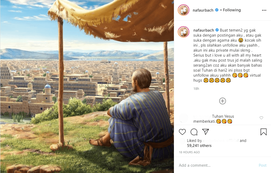 Dicibir Karena Sering Posting Tentang Agama, Nafa Urbach Kini Private Akun IG