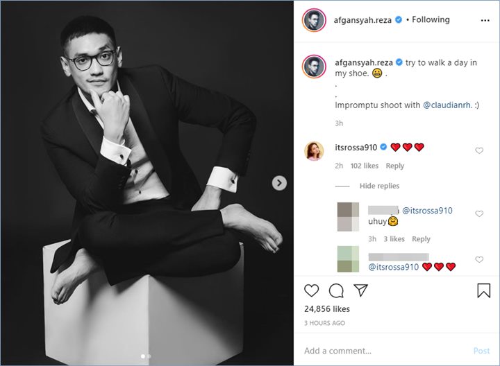 rossa terlihat memberikan komentar di unggahan terbaru afgan di instagram