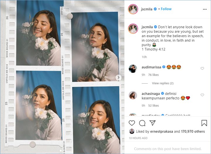 potret terbaru yang dibagikan oleh jessica mila sontak langsung dipenuhi oleh komentar dari sederet selebriti ternama