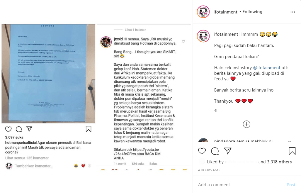 Merasa Disindir Hotman Paris Soal Remehkan Corona, Jerinx SID Beri Balasan Menohok