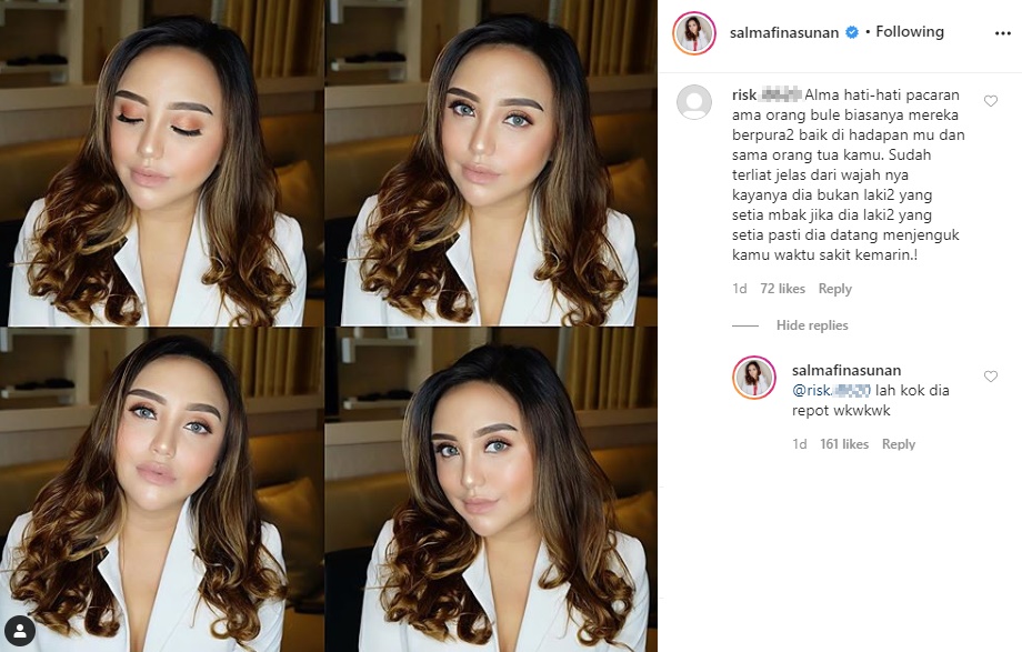 Salmafina Sunan Beri Jawaban Singkat Usai Pacar Bule Dituding Tak Setia