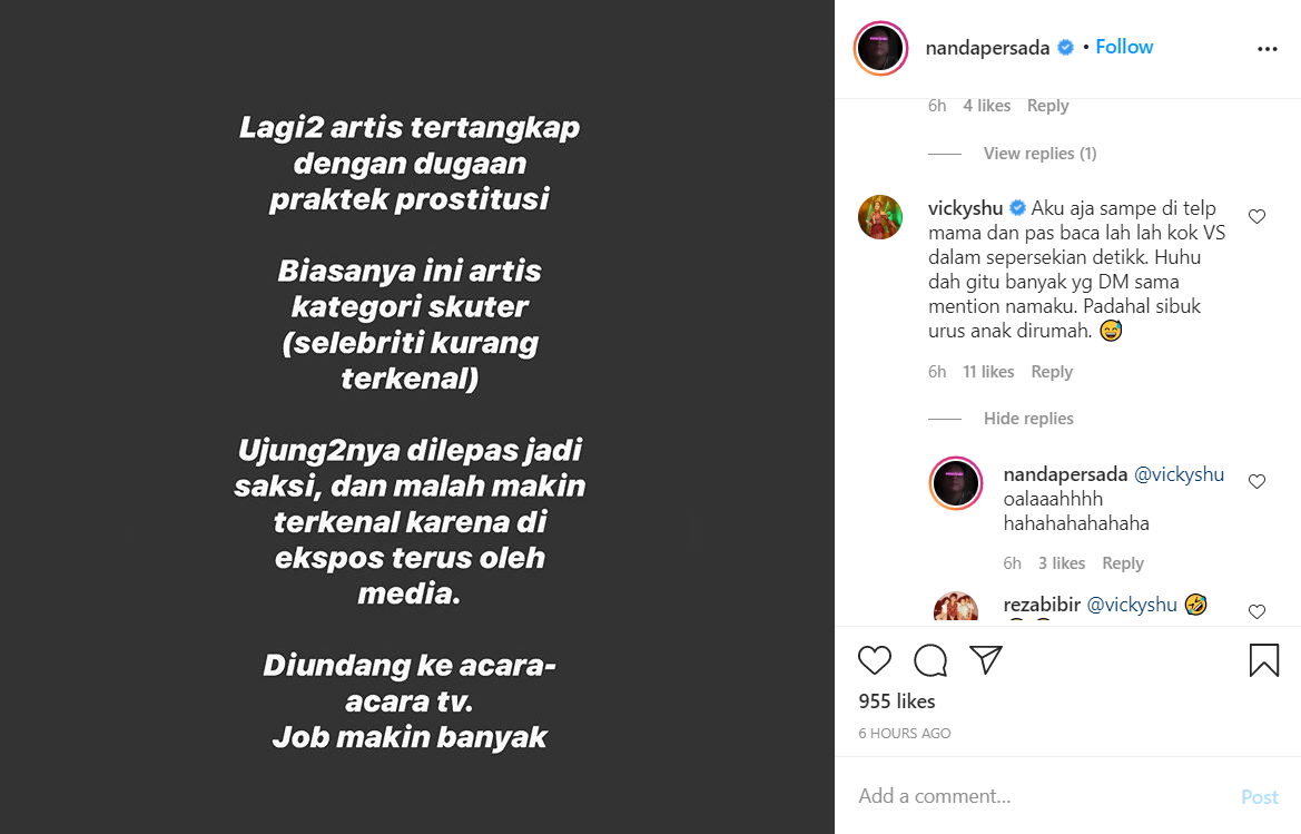 Artis VS Ditangkap Polisi Terkait Prostitusi, Vicky Shu Ngaku Langsung Ditelepon Sang Ibu