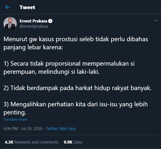 ernest prakasa mengaku bingung lantaran kasus prostitusi artis menjadi pemberitaan heboh di media