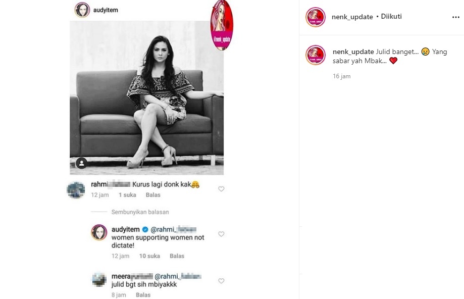 Audy Item Beri Jawaban Telak Usai Kena Body Shaming di Foto #WomenSupportingWomen