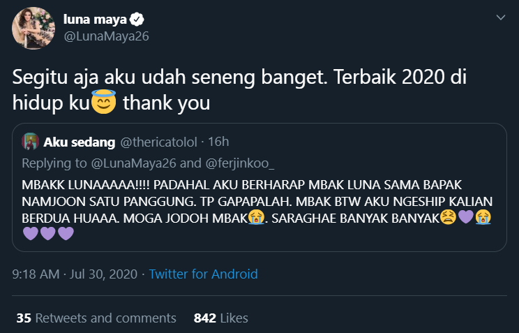 Tak Bisa Bertemu Secara Langsung dengan BTS, Luna Maya: Segitu Aja Aku Sudah Senang Banget