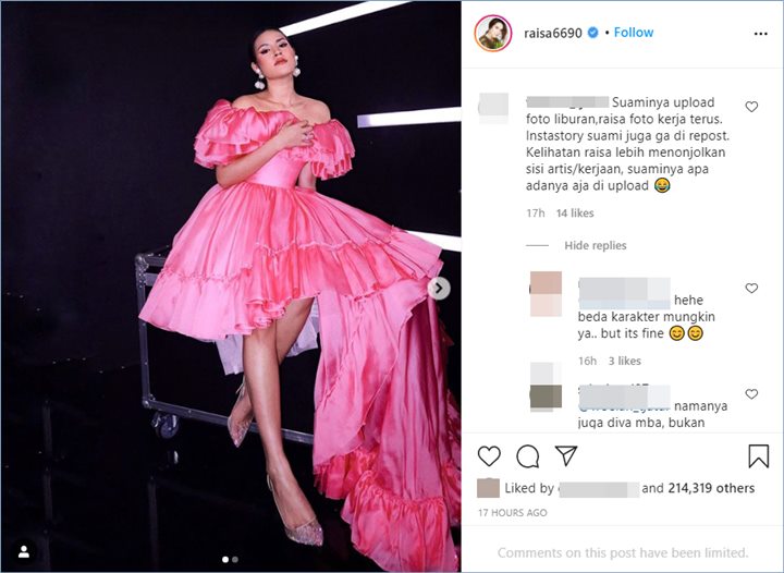 raisa mendapatkan pembelaan lantaran disebut lebih menonjolkan sisi kehidupan sebagai selebriti dibandingkan dengan hamish daud