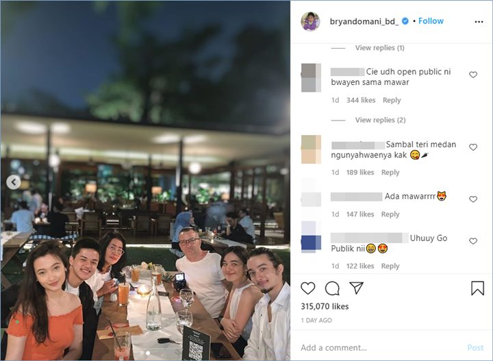 bryan domani dan mawar eva de jongh disebut go public mengenai hubungan mereka usai makan malam bersama