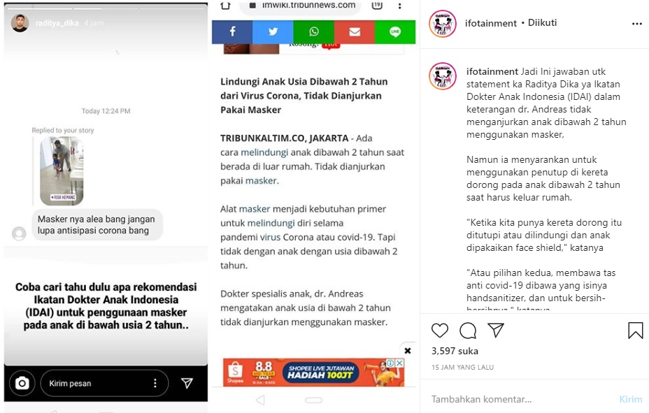 Dikritik Tak Pakaikan Putrinya Masker, Raditya Dika Balik Berikan Saran Ini